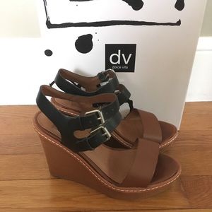 Dolce Vita Black and Tan Platform Wedges